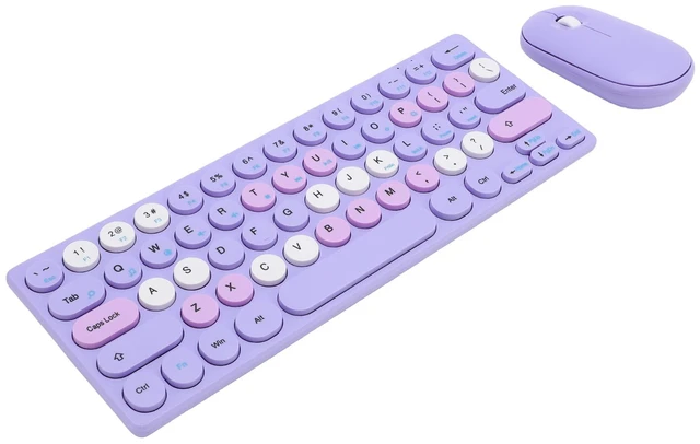 Main image of Sanpyl Wireless Keyboard Mouse Combo, 64 Keys Mini Cordless Computer Keyboard and Mouse Set 2.4GHz, Adjustable 1200DPI, Retro Round Keycap for Computer, Laptop, PC (Purple)