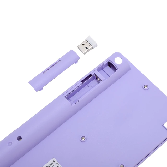 Alt view image 7 of 7 - Sanpyl Wireless Keyboard Mouse Combo, 64 Keys Mini Cordless Computer Keyboard and Mouse Set 2.4GHz, Adjustable 1200DPI, Retro Round Keycap for Computer, Laptop, PC (Purple)