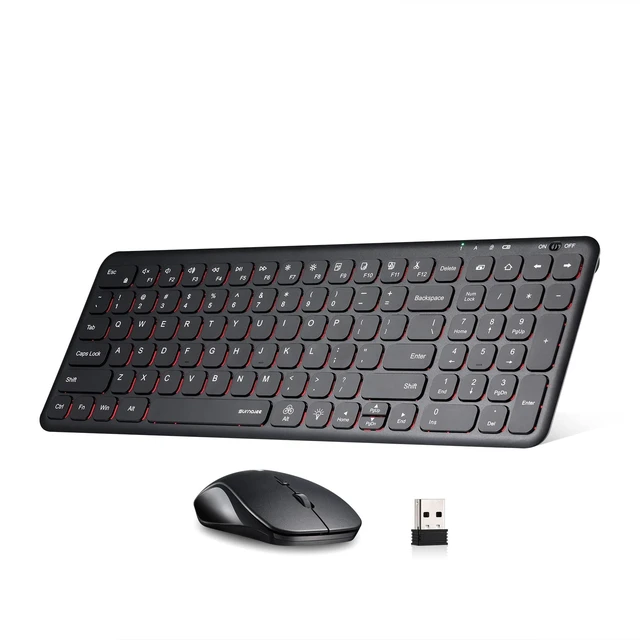 Main image of SurnQiee Wireless Backlit Keyboard and Mouse Combo, 2.4G Rechargeable Ultra Slim Silent Keyboard and Mouse Set for Windows PC Computer, Laptop, Desktop (Black)