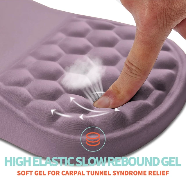 Alt view image 2 of 6 - Kuosgm Ergonomic Mouse Pad Wrist Support with Memory Foam Massage Bulge, Carpal Tunnel Pain Relief Mousepad Wrist Rest for Mouse(12x8 inch, Purple)