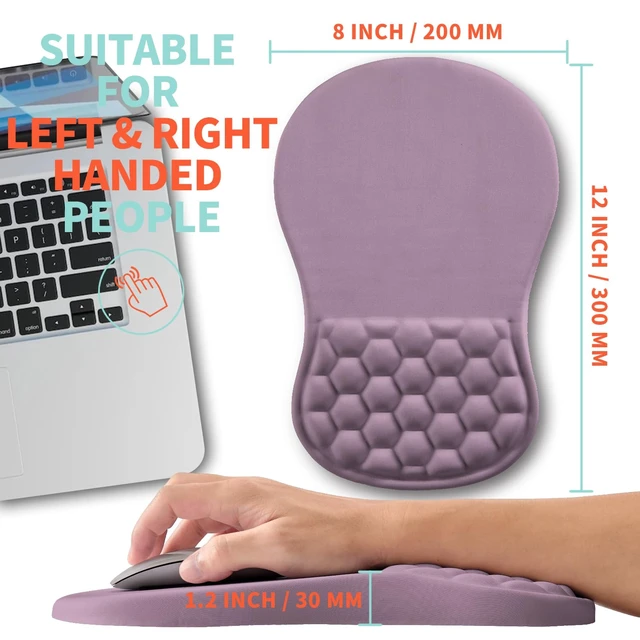 Alt view image 5 of 6 - Kuosgm Ergonomic Mouse Pad Wrist Support with Memory Foam Massage Bulge, Carpal Tunnel Pain Relief Mousepad Wrist Rest for Mouse(12x8 inch, Purple)