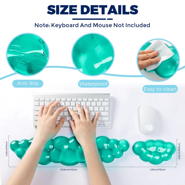 Alt view image 4 of 6 - ABRONDA Gel Cloud Keyboard & Mouse Wrist Rest Set - Cloud Keyboard Wrist Rest Pad & Mouse Support for Office Gaming Pad Computer Laptop Ergonomic Comfortable Pain Relief- Cloud Pad Set