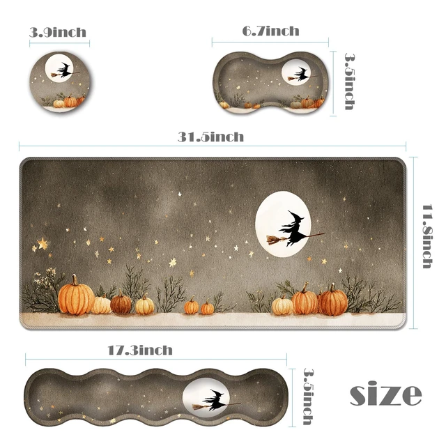 Alt view image 2 of 7 - MUOHEGNT Ergonomic Keyboard Wrist Rest & Mouse Pad Wrist Rest Set,XL Gaming Desk Mat 31.5"x 11.8",Non-Slip Base,Memory Foam,Easy Typing Pain Relief for Office & Home,Pumpkin Moon