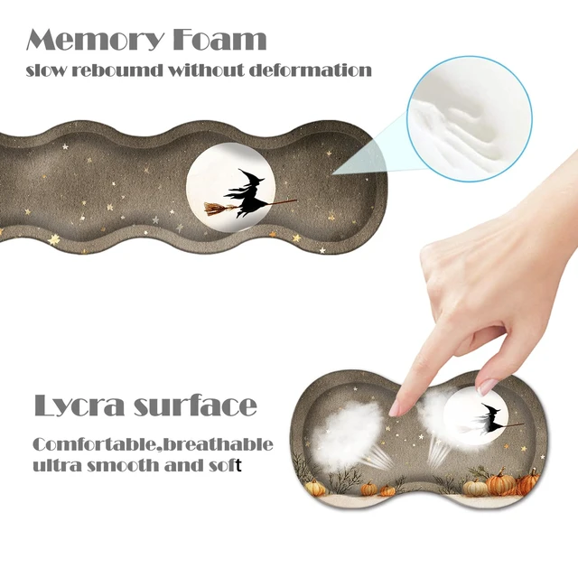 Alt view image 4 of 7 - MUOHEGNT Ergonomic Keyboard Wrist Rest & Mouse Pad Wrist Rest Set,XL Gaming Desk Mat 31.5"x 11.8",Non-Slip Base,Memory Foam,Easy Typing Pain Relief for Office & Home,Pumpkin Moon