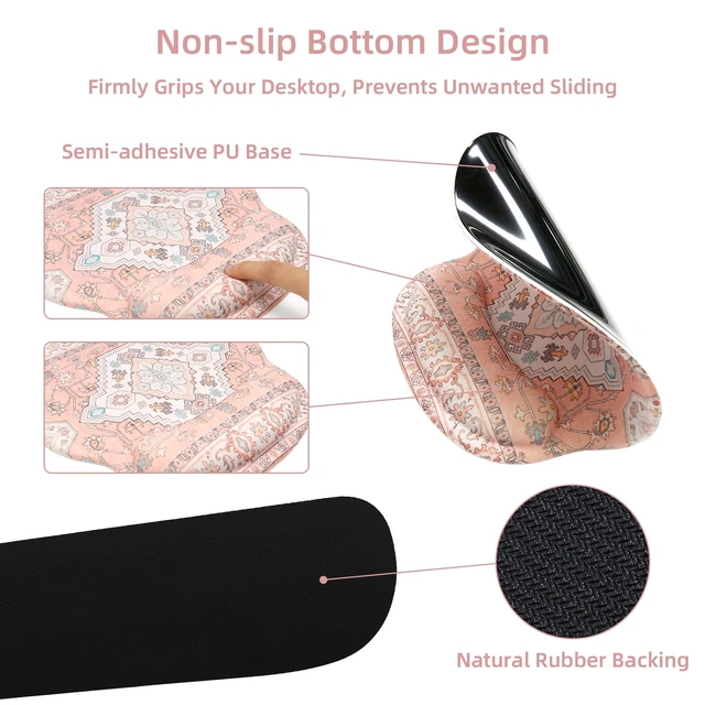 Alt view image 4 of 7 - Mousepad SetKeyboard Mat+Wrist Support Mouse Pad+Wrist Rest Pad+Coaster | Pink Cute Desk Decor with Non-Slip Rubber Base, Smooth Surface for Office, Gaming, Home