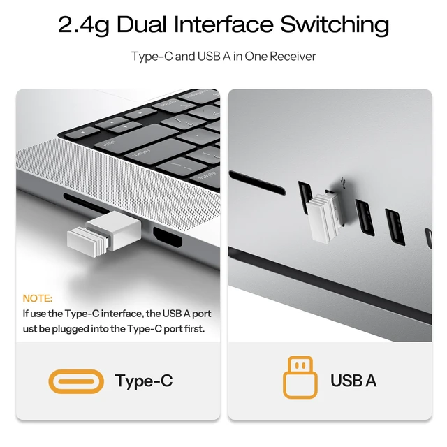 Alt view image 3 of 7 - OMOTON Wireless Keyboard and Mouse Combo for Mac, Full-Size Metal Frame | Dual Bluetooth & 2.4G 3-in-1, Ultra-Slim Ergonomic Rechargeable, Compatible with MacBook iMac Mac mini, for Analysts & Office