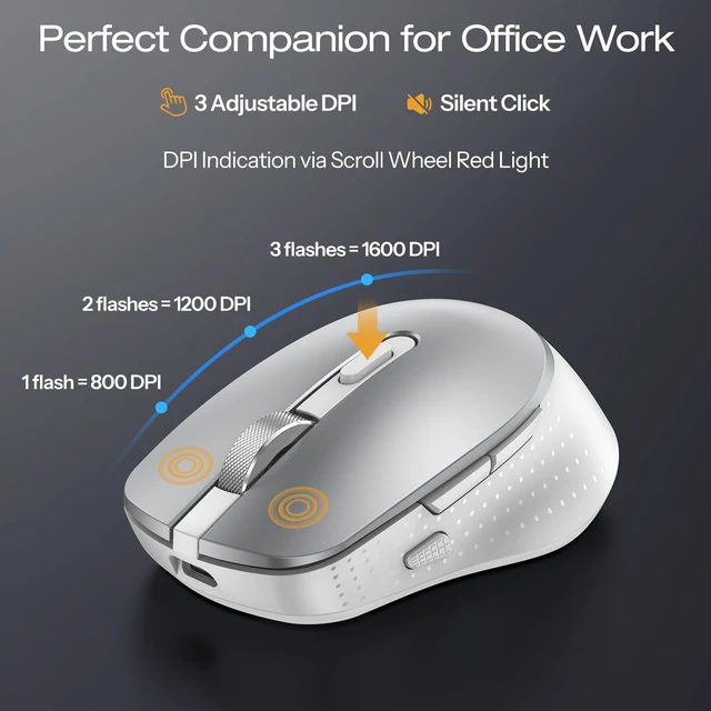 Alt view image 7 of 7 - OMOTON Wireless Keyboard and Mouse Combo for Mac, Full-Size Metal Frame | Dual Bluetooth & 2.4G 3-in-1, Ultra-Slim Ergonomic Rechargeable, Compatible with MacBook iMac Mac mini, for Analysts & Office