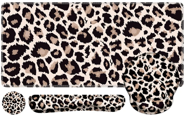 Main image of iLeadon Mouse Pad Set,Classic Leopard Desk Mat with Wrist Rest | Mouse Pad with wrist rest,Keyboard Wrist Rest,coaster, 4in1 Leopard Mouse and Keyboard Pad Set for Home Offics