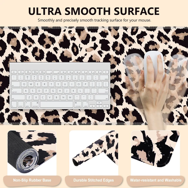 Alt view image 5 of 7 - iLeadon Mouse Pad Set,Classic Leopard Desk Mat with Wrist Rest | Mouse Pad with wrist rest,Keyboard Wrist Rest,coaster, 4in1 Leopard Mouse and Keyboard Pad Set for Home Offics