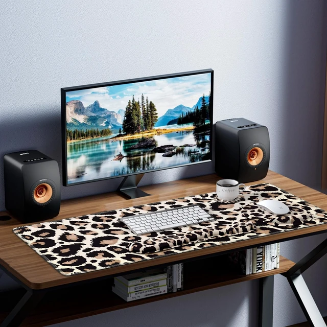 Alt view image 6 of 7 - iLeadon Mouse Pad Set,Classic Leopard Desk Mat with Wrist Rest | Mouse Pad with wrist rest,Keyboard Wrist Rest,coaster, 4in1 Leopard Mouse and Keyboard Pad Set for Home Offics