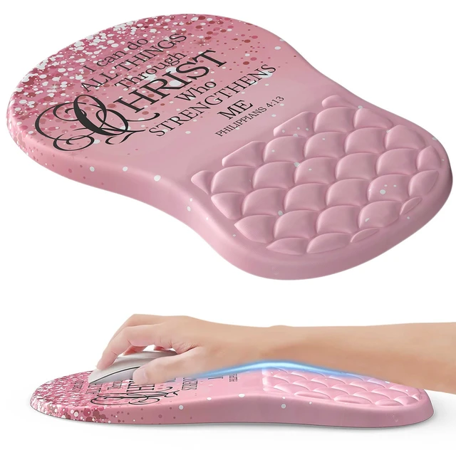 Main image of HunDun Pink Ergonomic Mouse Pad Wrist Support with Memory Foam&Non-Slip Pu Base Cushion Massage BumpCute Mousepads with Wrist Rest for Carpal Tunnel Pain Relief,Office Deco