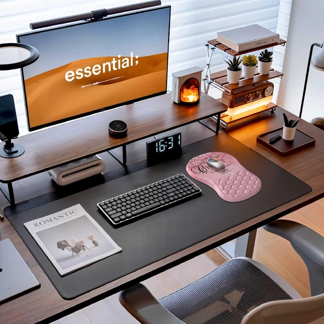 Alt view image 6 of 6 - HunDun Pink Ergonomic Mouse Pad Wrist Support with Memory Foam&Non-Slip Pu Base Cushion Massage BumpCute Mousepads with Wrist Rest for Carpal Tunnel Pain Relief,Office Deco