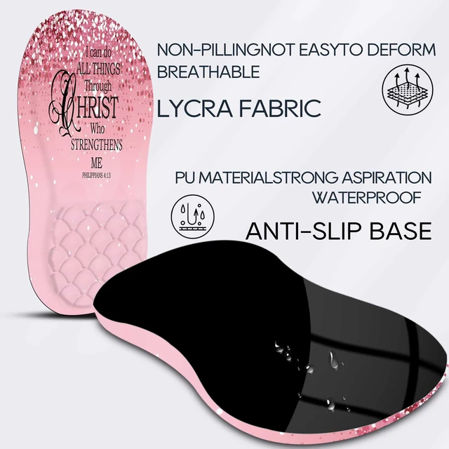 Alt view image 5 of 6 - HunDun Pink Ergonomic Mouse Pad Wrist Support with Memory Foam&Non-Slip Pu Base Cushion Massage BumpCute Mousepads with Wrist Rest for Carpal Tunnel Pain Relief,Office Deco