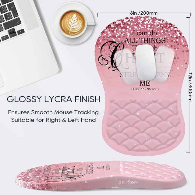 Alt view image 4 of 6 - HunDun Pink Ergonomic Mouse Pad Wrist Support with Memory Foam&Non-Slip Pu Base Cushion Massage BumpCute Mousepads with Wrist Rest for Carpal Tunnel Pain Relief,Office Deco