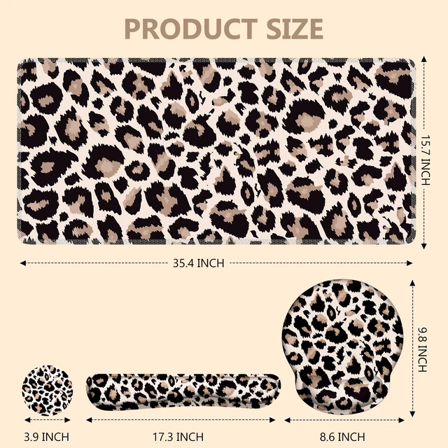Alt view image 3 of 7 - iLeadon Mouse Pad Set,Classic Leopard Desk Mat with Wrist Rest | Mouse Pad with wrist rest,Keyboard Wrist Rest,coaster, 4in1 Leopard Mouse and Keyboard Pad Set for Home Offics