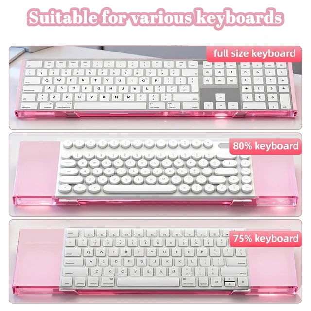 Alt view image 7 of 7 - Acrylic Computer Keyboard Stand with Gel Mountain Wrist Rest Keyboard Riser with Comfortable Clear Silicone Mouse Wrist Pad Ergonomic Tilted Transparent Keyboard Holder for Desktop Office Hot Pink
