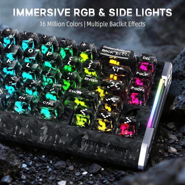 Alt view image 2 of 7 - ATTACK SHARK R68 HE & R11 Ultra Combo 60% Magnetic Switch Keyboard, 0.005mm Rapid Trigger, 8000Hz + 49g Carbon Fiber Tri-Mode Mouse, PAW3950MAX, 42000 DPI, Ink/Black Ink + Tape