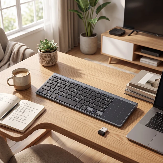 Alt view image 2 of 7 - 2.4Ghz Mini Wireless Keyboard with Touchpad Numeric Keypad Portable Ultrathin Remote Keyboard Mouse Combo