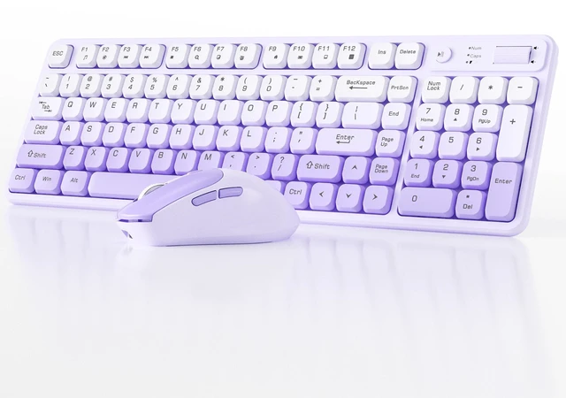Main image of Wireless Keyboard and Mouse Combo, Full-Size USB Keyboard with Back Stand, 2.4GHz Wireless for Desktop, Laptop and Computer