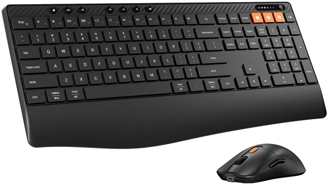 Main image of ProtoArc KM40 Wireless Keyboard Mouse Combo, Ergonomic Wave Wrist Rest | Rechargeable Keyboard with 7 Multimedia Hotkeys, 63G Lightweight Mouse, 3-Device Switching (Dual Bluetooth+2.4G), Full Size