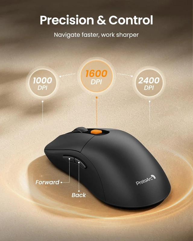 Alt view image 6 of 7 - ProtoArc KM40 Wireless Keyboard Mouse Combo, Ergonomic Wave Wrist Rest | Rechargeable Keyboard with 7 Multimedia Hotkeys, 63G Lightweight Mouse, 3-Device Switching (Dual Bluetooth+2.4G), Full Size