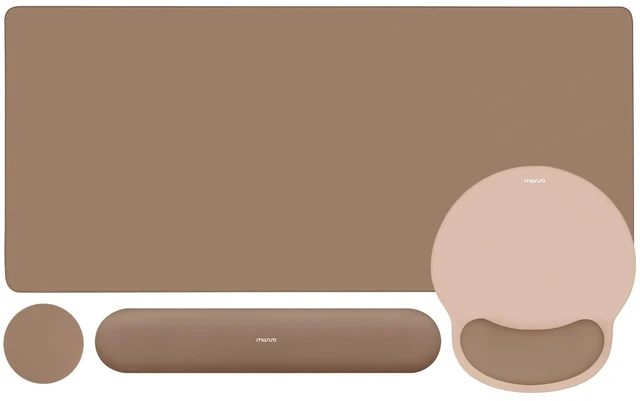 Main image of MOSISO Wrist Rest for Mouse Pad Set, Large Gaming Deskpad, Mocha | Circle Curved Mousepad&Keyboard Wrist Rest&Coaster, Ergonomic Non-Slip Mousepad&Easy Typing Pad with Silicone Lining