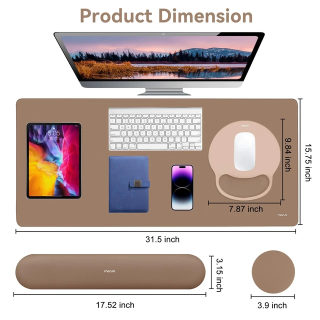 Alt view image 2 of 7 - MOSISO Wrist Rest for Mouse Pad Set, Large Gaming Deskpad, Mocha | Circle Curved Mousepad&Keyboard Wrist Rest&Coaster, Ergonomic Non-Slip Mousepad&Easy Typing Pad with Silicone Lining