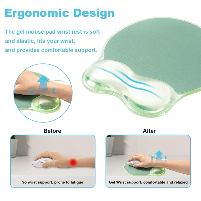 Alt view image 4 of 7 - Green Wave Gel Wrist Rest for Keyboard and Mouse - Ergonomic Mouse Pad | Cooling Office Accessories Comfort Pain & Fatigue Relief Easy to Clean
