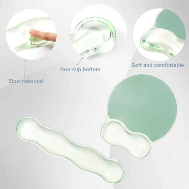 Alt view image 5 of 7 - Green Wave Gel Wrist Rest for Keyboard and Mouse - Ergonomic Mouse Pad | Cooling Office Accessories Comfort Pain & Fatigue Relief Easy to Clean