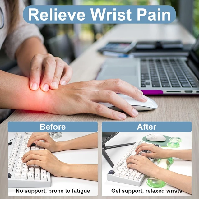 Alt view image 3 of 7 - Green Wave Gel Wrist Rest for Keyboard and Mouse - Ergonomic Mouse Pad | Cooling Office Accessories Comfort Pain & Fatigue Relief Easy to Clean