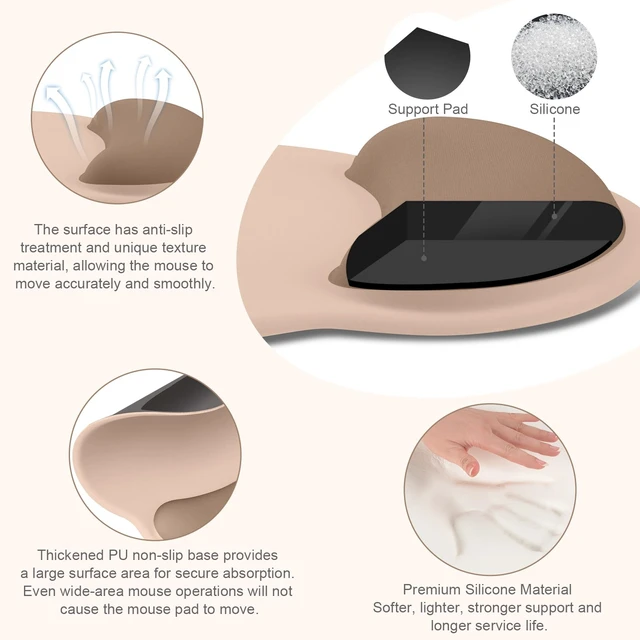 Alt view image 4 of 7 - MOSISO Wrist Rest for Mouse Pad Set, Large Gaming Deskpad, Mocha | Circle Curved Mousepad&Keyboard Wrist Rest&Coaster, Ergonomic Non-Slip Mousepad&Easy Typing Pad with Silicone Lining