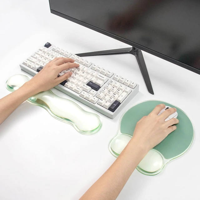 Alt view image 6 of 7 - Green Wave Gel Wrist Rest for Keyboard and Mouse - Ergonomic Mouse Pad | Cooling Office Accessories Comfort Pain & Fatigue Relief Easy to Clean