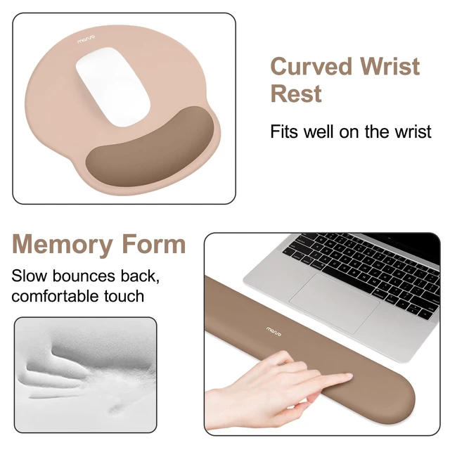 Alt view image 6 of 7 - MOSISO Wrist Rest for Mouse Pad Set, Large Gaming Deskpad, Mocha | Circle Curved Mousepad&Keyboard Wrist Rest&Coaster, Ergonomic Non-Slip Mousepad&Easy Typing Pad with Silicone Lining