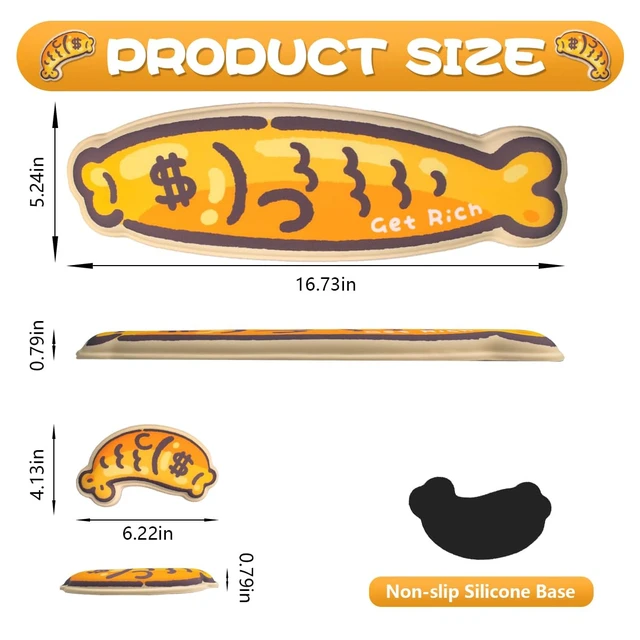 Alt view image 3 of 7 - Keyboard Wrist Rest and Mouse Pad Set, Wrist Rest for Keyboard and Mouse | Wrist Support for Keyboard,Non-Slip Base Memory Foam Wrist Pad for Gaming Home Office,Pain Relief(Cute Rich Fish)
