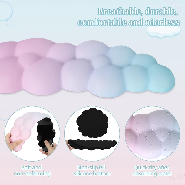 Alt view image 3 of 7 - Cloud Mouse Keyboard Wrist Rest:Cute Wrist Rest Set | Ergonomic Memory Foam Wrist Support Pad with Non-Slip Base for Typing Pain Relief - for Computer Keyboard Laptop Offices