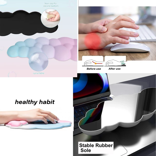 Alt view image 5 of 7 - Cloud Mouse Keyboard Wrist Rest:Cute Wrist Rest Set | Ergonomic Memory Foam Wrist Support Pad with Non-Slip Base for Typing Pain Relief - for Computer Keyboard Laptop Offices