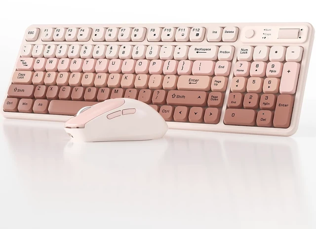 Main image of Wireless Keyboard and Mouse Combo, Full-Size USB Keyboard with Back Stand, 2.4GHz Wireless for Desktop, Laptop and Computer (Coffee Gradient)