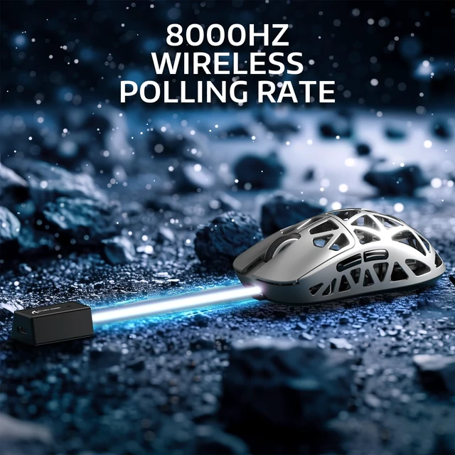 Alt view image 7 of 7 - ATTACK SHARK R2PRO 45g Superlight Magnesium Alloy Mouse, Grey | PixArt PAW3950 Sensor, 42K DPI, 8000Hz Wireless Polling Rate, 2.4G/BT/Wired, Coiled Cable, Programmable Buttons for PC/Mac