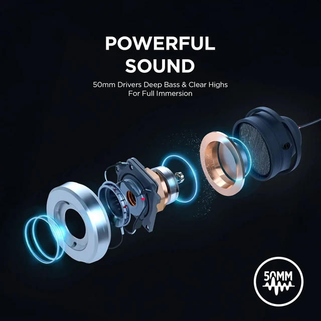 Alt view image 3 of 7 - Rampage RM-K1 Pulsar 7.1 Virtual Surround Sound RGB Gaming Headset 50mm Drivers, Flexible Microphone, Noise Isolation, Comfortable Over-Ear Design USB Wired (Black)