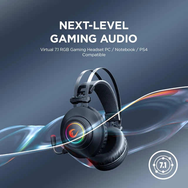 Alt view image 2 of 7 - Rampage RM-K1 Pulsar 7.1 Virtual Surround Sound RGB Gaming Headset 50mm Drivers, Flexible Microphone, Noise Isolation, Comfortable Over-Ear Design USB Wired (Black)