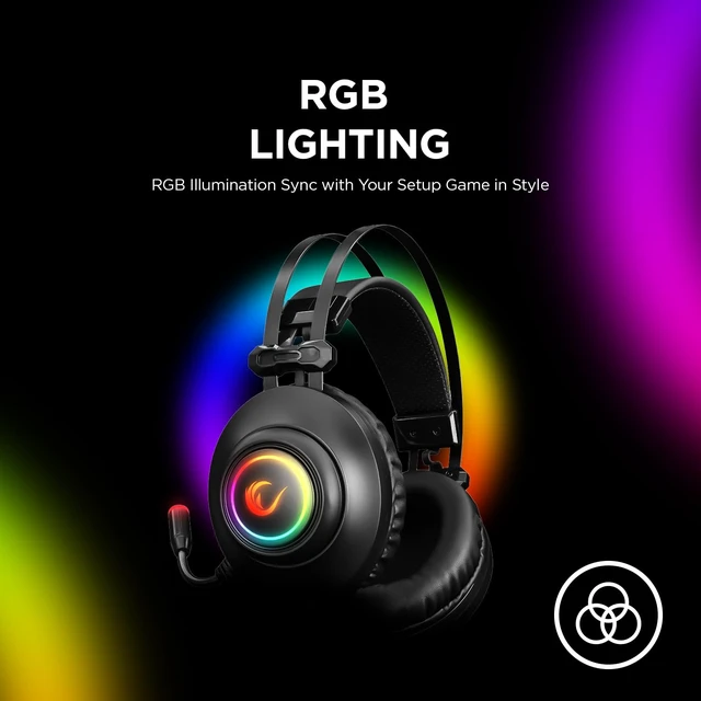 Alt view image 5 of 7 - Rampage RM-K1 Pulsar 7.1 Virtual Surround Sound RGB Gaming Headset 50mm Drivers, Flexible Microphone, Noise Isolation, Comfortable Over-Ear Design USB Wired (Black)