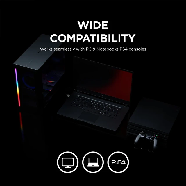 Alt view image 7 of 7 - Rampage RM-K1 Pulsar 7.1 Virtual Surround Sound RGB Gaming Headset 50mm Drivers, Flexible Microphone, Noise Isolation, Comfortable Over-Ear Design USB Wired (Black)