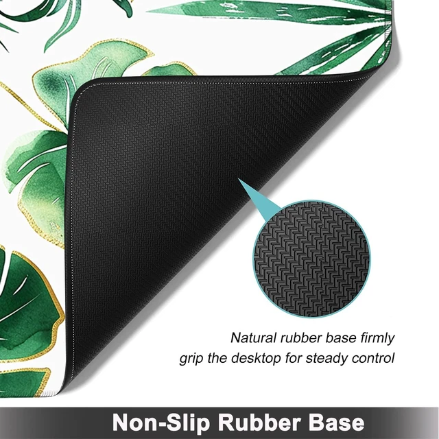 Alt view image 4 of 7 - Large Mouse pad and Keyboard Support Set, Ergonomic Memory Foam Keyboard Wrist Rest, Extended Gaming Mouse Pad with Stitched Edges, Tropical Palm Leaves White XXL Desk Mat (31.5 X 11.8 in)