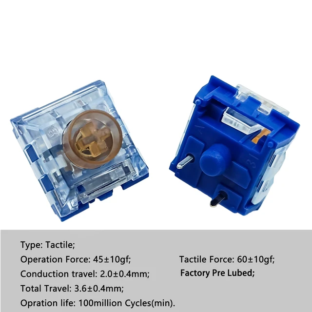Alt view image 2 of 6 - Silent Tactile Switches,Kailh Box Deep-Sea Silent Whale Switches for Mechanical Keyboard,3-Pin 45gf Tactile/Dustproof/Long Life SwitchesSilent Whale,72Pcs