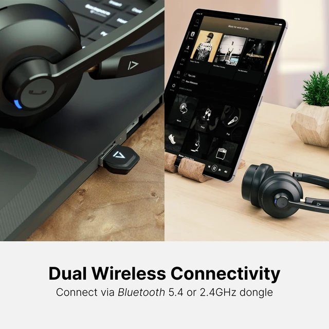 Alt view image 2 of 6 - Creative Chat Wireless On-Ear Headset with Noise-Cancelling Boom Mic | Wireless Headset, Noise-Cancelling Boom Mic, On-Ear, Work, Online Meetings, Lightweight