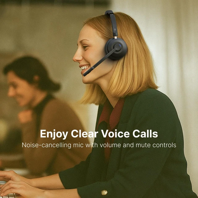 Alt view image 3 of 6 - Creative Chat Wireless On-Ear Headset with Noise-Cancelling Boom Mic | Wireless Headset, Noise-Cancelling Boom Mic, On-Ear, Work, Online Meetings, Lightweight