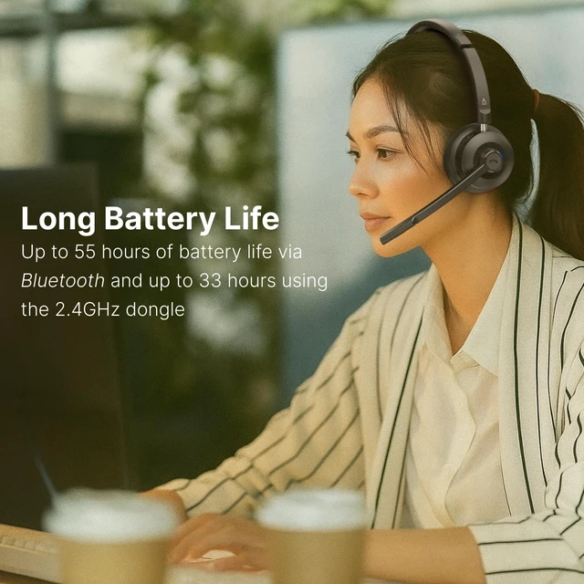 Alt view image 4 of 6 - Creative Chat Wireless On-Ear Headset with Noise-Cancelling Boom Mic | Wireless Headset, Noise-Cancelling Boom Mic, On-Ear, Work, Online Meetings, Lightweight