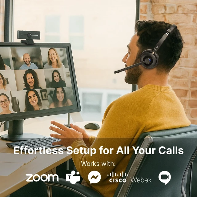 Alt view image 5 of 6 - Creative Chat Wireless On-Ear Headset with Noise-Cancelling Boom Mic | Wireless Headset, Noise-Cancelling Boom Mic, On-Ear, Work, Online Meetings, Lightweight