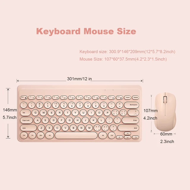 Alt view image 5 of 7 - Compact Keyboard MouseCombo,JieruiDeng 79-Key Retro Mini Cute Computer Keyboard 2.4G USB Wireless and Silent Mice Set for Laptop Desktop PC iPad (Pink)