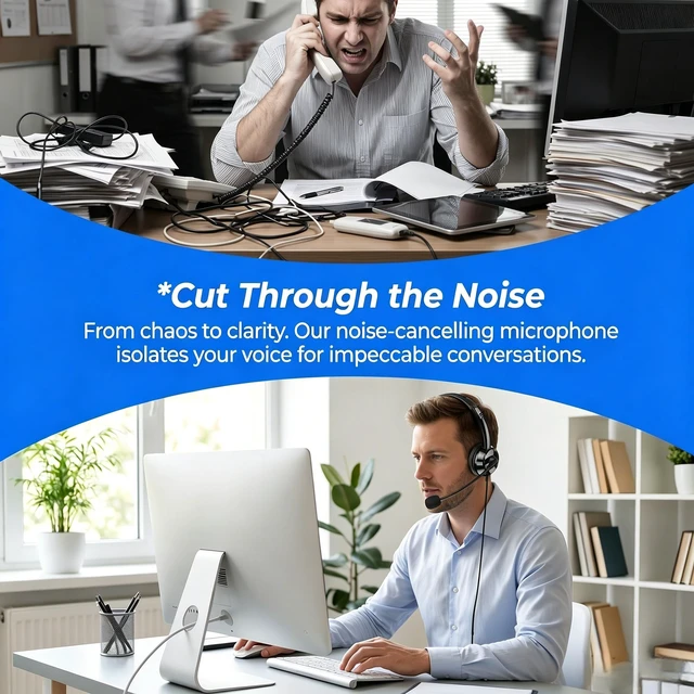 Alt view image 5 of 7 - USB Computer Headset with Noise Cancelling Microphone, Ultra Comfort Wired On-Ear Headphones, In-line Control for Desktop & Chromebook, Call Center Video Conference Online Class(USB+3.5mm, Black)